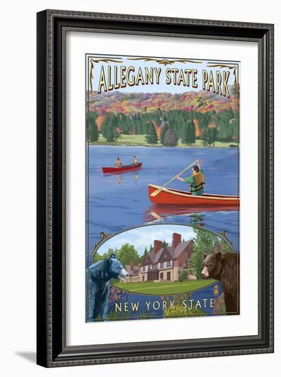 Allegany State Park, New York - Montage-Lantern Press-Framed Art Print