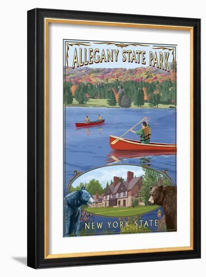 Allegany State Park, New York - Montage-Lantern Press-Framed Art Print