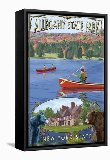 Allegany State Park, New York - Montage-Lantern Press-Framed Stretched Canvas