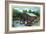 Allegany State Park, New York - View of Tourists Canoeing by the Boat House-Lantern Press-Framed Art Print