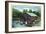 Allegany State Park, New York - View of Tourists Canoeing by the Boat House-Lantern Press-Framed Art Print