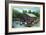 Allegany State Park, New York - View of Tourists Canoeing by the Boat House-Lantern Press-Framed Art Print