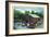 Allegany State Park, New York - View of Tourists Canoeing by the Boat House-Lantern Press-Framed Art Print