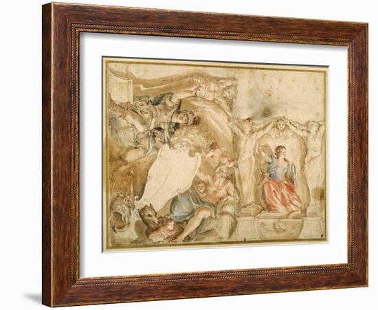 Allegorical Decoration for One Corner of a Coved Ceiling-Giovanni Francesco Romanelli-Framed Giclee Print