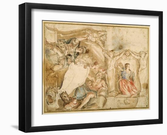 Allegorical Decoration for One Corner of a Coved Ceiling-Giovanni Francesco Romanelli-Framed Giclee Print