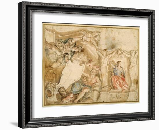 Allegorical Decoration for One Corner of a Coved Ceiling-Giovanni Francesco Romanelli-Framed Giclee Print