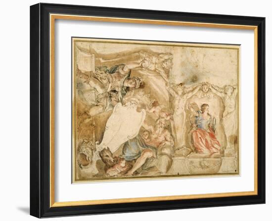 Allegorical Decoration for One Corner of a Coved Ceiling-Giovanni Francesco Romanelli-Framed Giclee Print