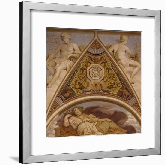 Allegorical Figures on Ceiling of Concert Hall, Ducal Palace, Mantua, Italy, 16th Century-null-Framed Giclee Print