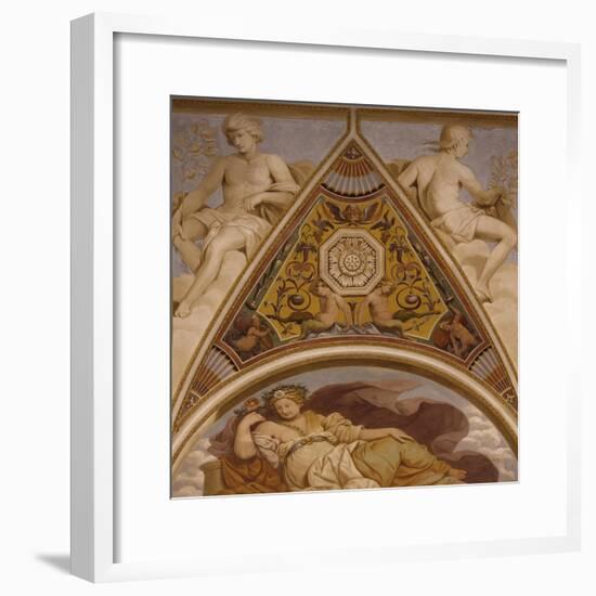 Allegorical Figures on Ceiling of Concert Hall, Ducal Palace, Mantua, Italy, 16th Century-null-Framed Giclee Print