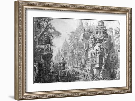 Allegorical Frontispiece of Rome and Its History, from Le Antichita Romane de G.B. Piranesi-Giovanni Battista Piranesi-Framed Giclee Print