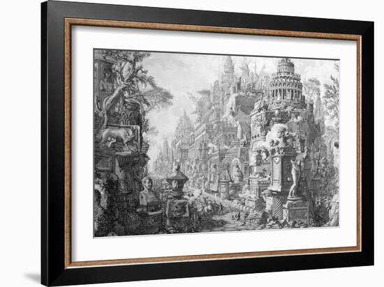 Allegorical Frontispiece of Rome and Its History, from Le Antichita Romane de G.B. Piranesi-Giovanni Battista Piranesi-Framed Giclee Print