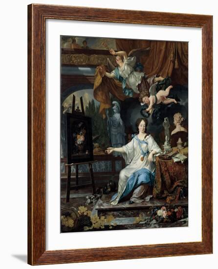 Allegorical Portrait of an Artist in Her Studio, c.1675-1685-Michiel Van Musscher-Framed Giclee Print