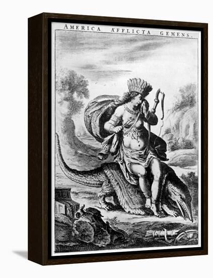 Allegorical View of America, Early 17th Century-Cornelis de Visscher-Framed Premier Image Canvas