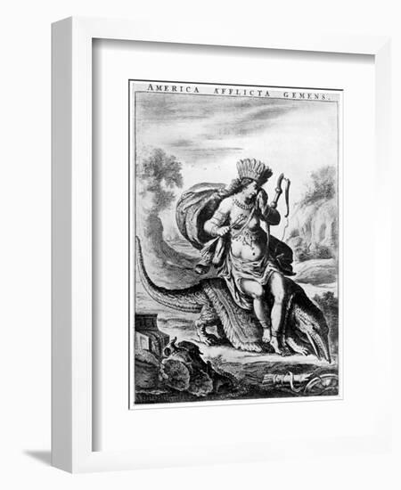 Allegorical View of America, Early 17th Century-Cornelis de Visscher-Framed Giclee Print