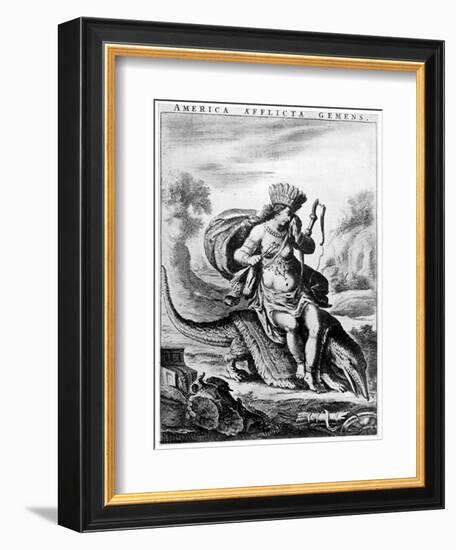 Allegorical View of America, Early 17th Century-Cornelis de Visscher-Framed Giclee Print