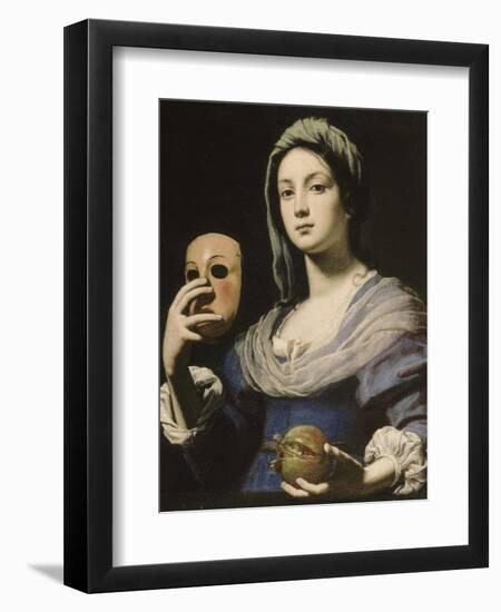 Allégorie de la Simulation : femme tenant un masque et une grenade-Lorenzo Lippi-Framed Giclee Print