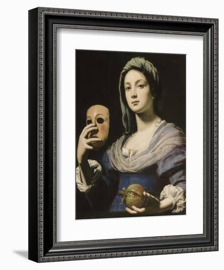 Allégorie de la Simulation : femme tenant un masque et une grenade-Lorenzo Lippi-Framed Giclee Print