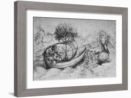 'Allegory: A Crowned Eagle Standing on a Globe and a Wolf Steering a Boat', c1480 (1945)-Leonardo Da Vinci-Framed Giclee Print