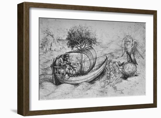 'Allegory: A Crowned Eagle Standing on a Globe and a Wolf Steering a Boat', c1480 (1945)-Leonardo Da Vinci-Framed Giclee Print