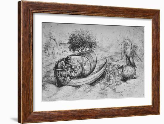 'Allegory: A Crowned Eagle Standing on a Globe and a Wolf Steering a Boat', c1480 (1945)-Leonardo Da Vinci-Framed Giclee Print