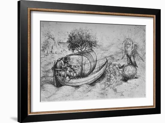 'Allegory: A Crowned Eagle Standing on a Globe and a Wolf Steering a Boat', c1480 (1945)-Leonardo Da Vinci-Framed Giclee Print