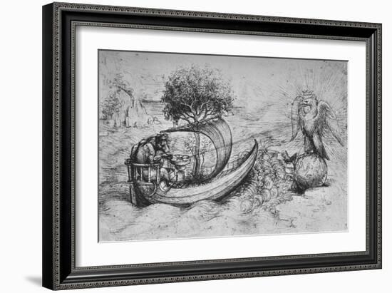 'Allegory: A Crowned Eagle Standing on a Globe and a Wolf Steering a Boat', c1480 (1945)-Leonardo Da Vinci-Framed Giclee Print