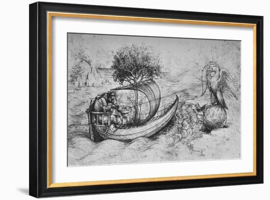 'Allegory: A Crowned Eagle Standing on a Globe and a Wolf Steering a Boat', c1480 (1945)-Leonardo Da Vinci-Framed Giclee Print