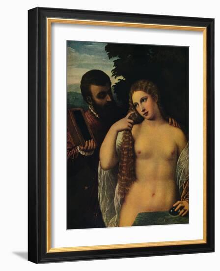 'Allegory (Alfonso d'Este and Laura Dianti?)', 16th century-Titian-Framed Giclee Print