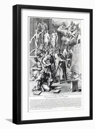 Allegory of a Design Studio, Engraved by Nicolas Dorigny-Carlo Maratti-Framed Giclee Print