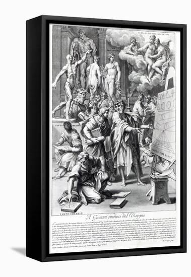 Allegory of a Design Studio, Engraved by Nicolas Dorigny-Carlo Maratti-Framed Premier Image Canvas