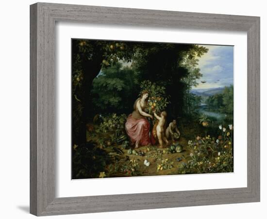 Allegory of Abundance-Jan Brueghel the Younger-Framed Giclee Print