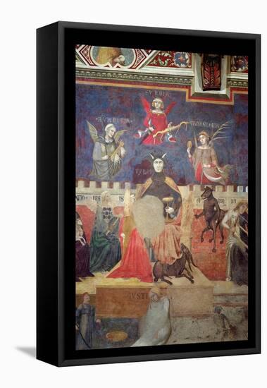 Allegory of Bad Government, Detail of Avarice, Pride, Vanity, Tyranny, Fraud and Anger, 1338-40-Ambrogio Lorenzetti-Framed Premier Image Canvas