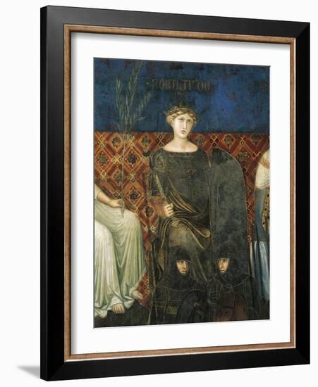 Allegory of Force, Detail from Allegory and Effects of Good and Bad Government in Town and Country-Ambrogio Lorenzetti-Framed Giclee Print