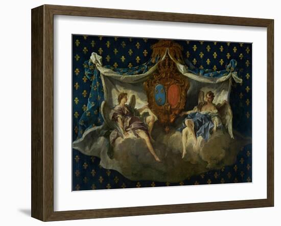 Allegory of France and Navarra, 1740, Cartoon for a Tapestry-Francois Boucher-Framed Giclee Print