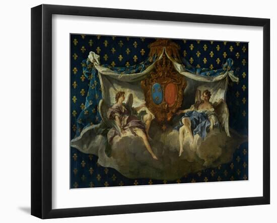 Allegory of France and Navarra, 1740, Cartoon for a Tapestry-Francois Boucher-Framed Giclee Print