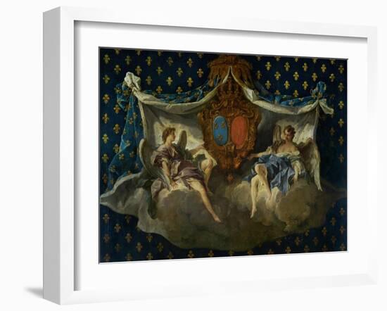 Allegory of France and Navarra, 1740, Cartoon for a Tapestry-Francois Boucher-Framed Giclee Print