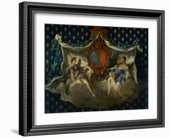 Allegory of France and Navarra, 1740, Cartoon for a Tapestry-Francois Boucher-Framed Giclee Print