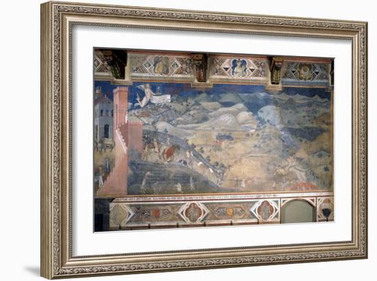 Allegory of Good and Bad Government: the Effects of Good Government in the Countryside-Ambrogio Lorenzetti-Framed Giclee Print