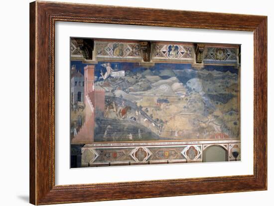 Allegory of Good and Bad Government: the Effects of Good Government in the Countryside-Ambrogio Lorenzetti-Framed Giclee Print