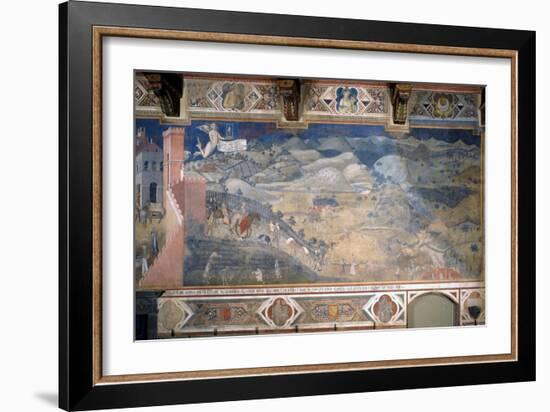 Allegory of Good and Bad Government: the Effects of Good Government in the Countryside-Ambrogio Lorenzetti-Framed Giclee Print