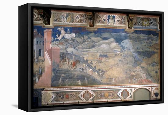 Allegory of Good and Bad Government: the Effects of Good Government in the Countryside-Ambrogio Lorenzetti-Framed Premier Image Canvas