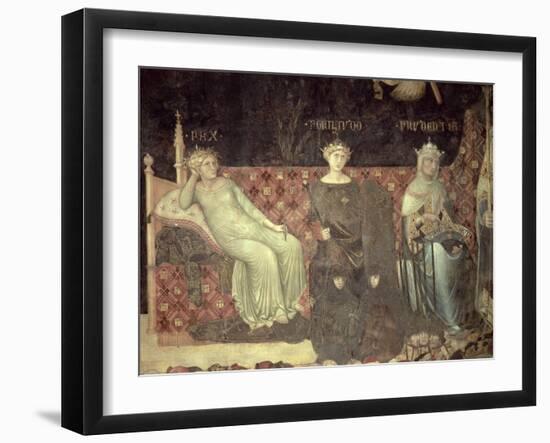 Allegory of Good Government, Detail of Peace, Fortitude and Prudence, 1338-40-Ambrogio Lorenzetti-Framed Giclee Print