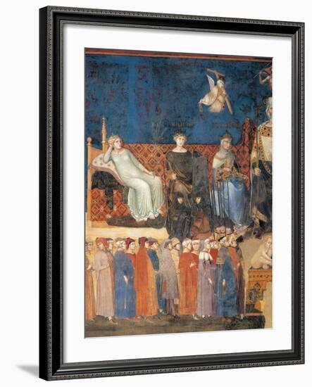 Allegory of Good Government (detail)-Ambrogio Lorenzetti-Framed Art Print