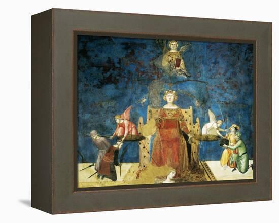 Allegory of Good Government, Wisdom and Justice-Ambrogio Lorenzetti-Framed Premier Image Canvas