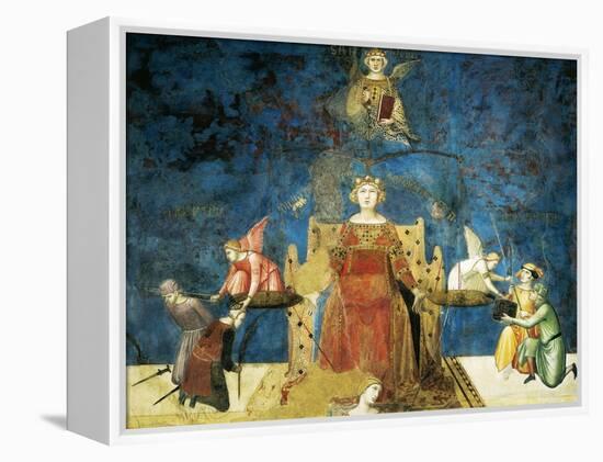 Allegory of Good Government, Wisdom and Justice-Ambrogio Lorenzetti-Framed Premier Image Canvas