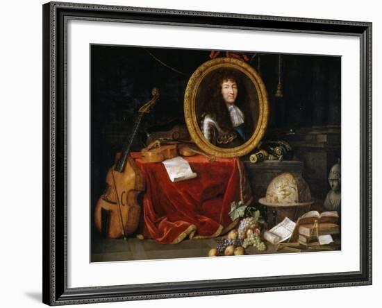 Allegory of Louis XIV, Protector of Arts and Sciences-Jean Garnier-Framed Giclee Print