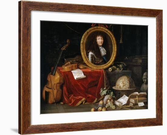 Allegory of Louis XIV, Protector of Arts and Sciences-Jean Garnier-Framed Giclee Print