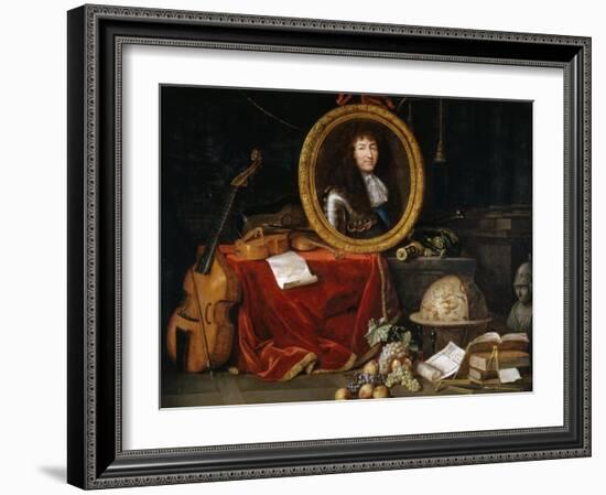 Allegory of Louis XIV, Protector of Arts and Sciences-Jean Garnier-Framed Giclee Print