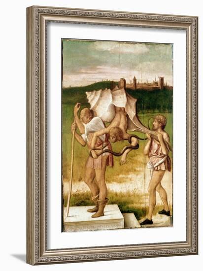 Allegory of Medisance or Envy A Character of a Giant Shell, a Serpent Wraps around His Arm, Wood Pa-Giovanni Bellini-Framed Giclee Print