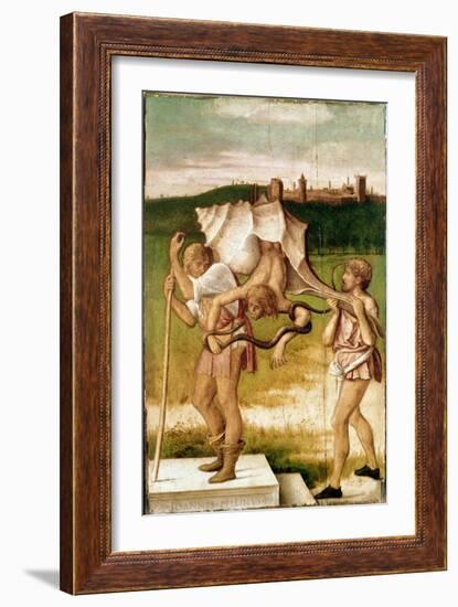 Allegory of Medisance or Envy A Character of a Giant Shell, a Serpent Wraps around His Arm, Wood Pa-Giovanni Bellini-Framed Giclee Print